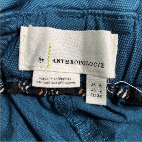 ANTHROPOLOGIE Belted Trousers blue Size 2 high rise - Picture 6 of 8